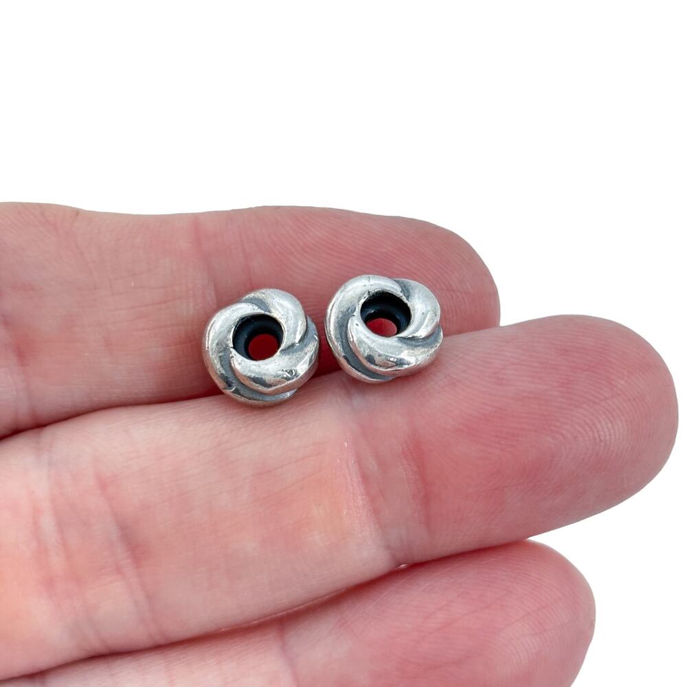 Vintage Sterling Silver 925 Italy Swirl Spacer Beads Pair